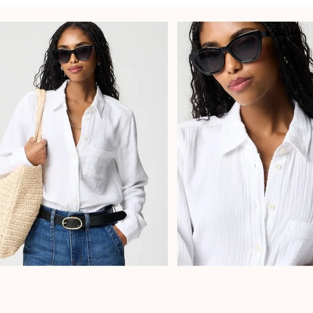 J. Crew White Textured Shirt - Picture 1 of 8